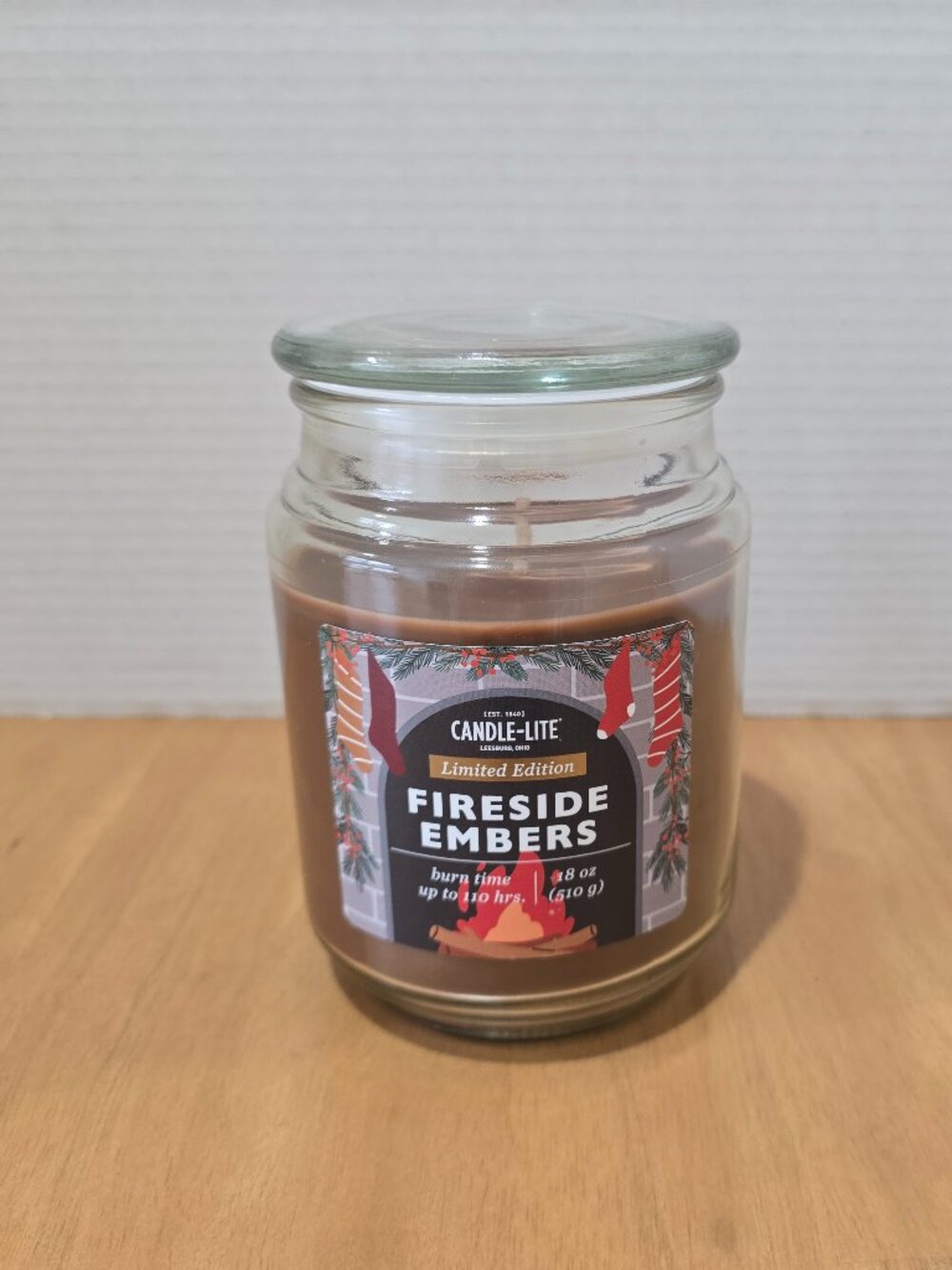 Candle-Lite Limited Edition Fireside Embers Jar Candle‎ Single Wick 18 oz New